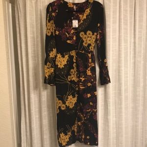 Floral Free People long sleeve midi dress